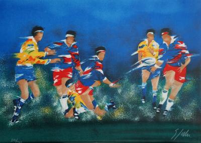 Victor SPAHN - Rugby - Lithographie signée et numérotée au crayon 2