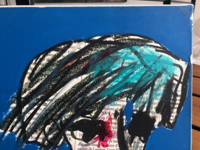 Vicotr HASCH - Andy Warhol, 2005,  Peinture originale à l’acrylique sur toile et collages 2