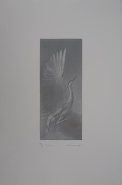 Mikio WATANABE : Héron, Gravure originale signée, 2012 2