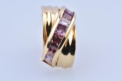 Boucles d’oreilles en or oxydes zirconium mauves 2