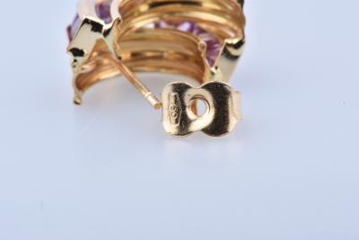 Boucles d’oreilles en or oxydes zirconium mauves 2