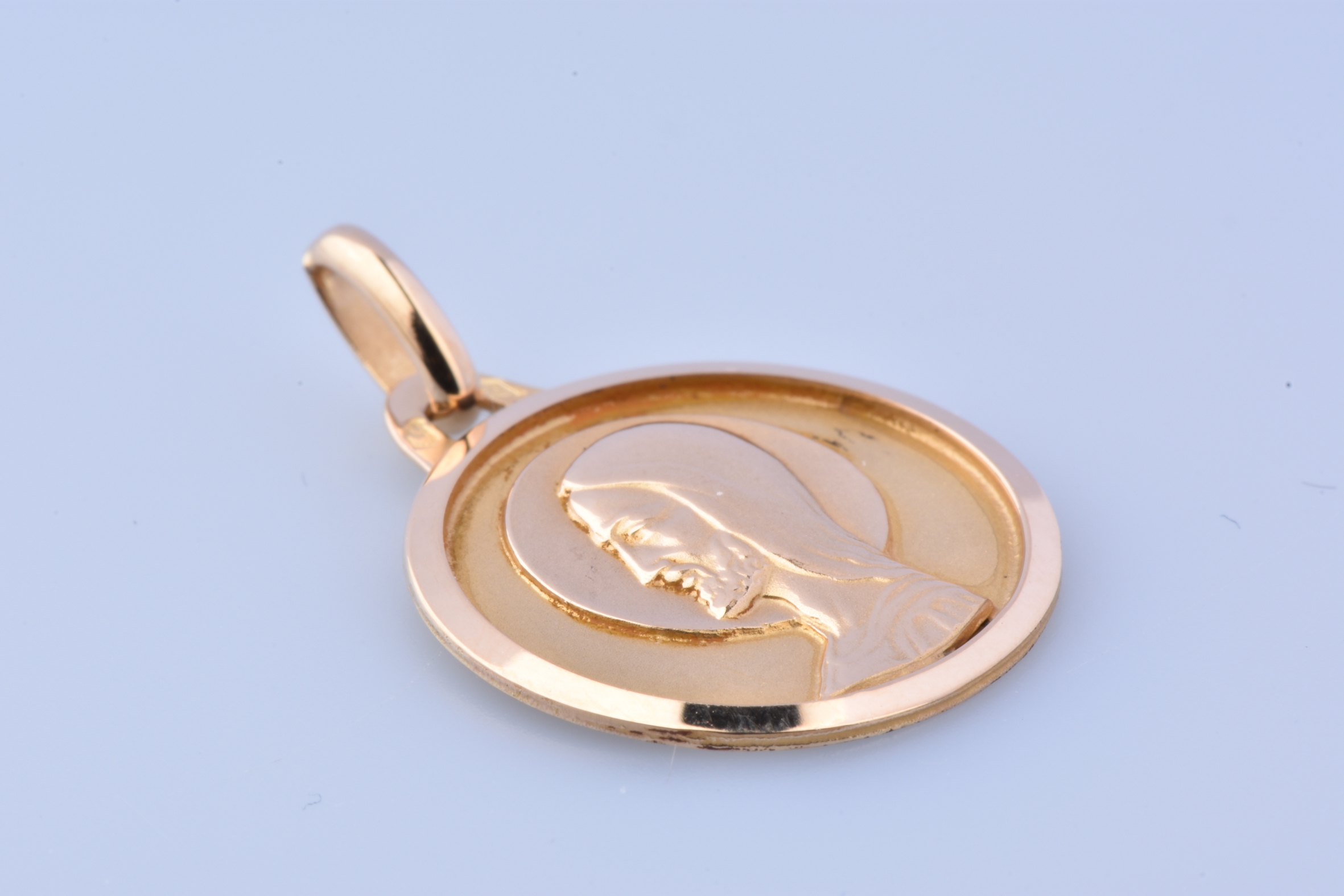 Pendentif Médaillon Vierge Marie Vintage En Bronze Avec Cabochon Verre - Fait Main - Neuf Sans Emballage