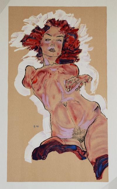Egon SCHIELE(d’après) - La Fille aux Cheveux Rouges - Lithographie 2