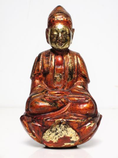 Rare Bouddha en bois laqué doré, Vietnam, 19eme siècle 2