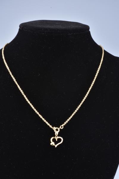 Pendentif Coeur En Or 18K Serti De Zirconiums - Poinçon Tête D'aigle - Occasion Repoli Avec écrin