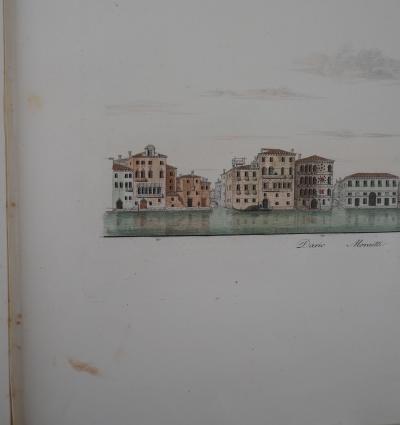 Dionisio MORETTI : Venise, vue du Grand Canal - Gravure originale rehaussée à l’aquarelle, 1831 2