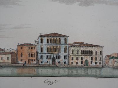 Dionisio MORETTI (1790-1834) -Palais Vénitiens du Grand Canal, 1831, Original engraving enhanced by hand with watercolour 2