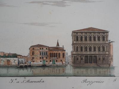 Dionisio MORETTI (1790-1834) -Palais Vénitiens du Grand Canal, 1831, Original engraving enhanced by hand with watercolour 2