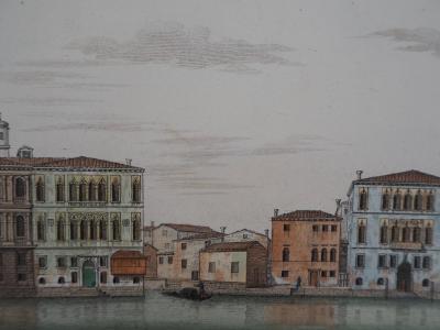 Dionisio MORETTI (1790-1834) -Palais Vénitiens du Grand Canal, 1831, Original engraving enhanced by hand with watercolour 2