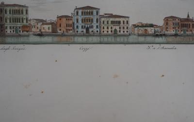 Dionisio MORETTI (1790-1834) -Palais Vénitiens du Grand Canal, 1831, Original engraving enhanced by hand with watercolour 2