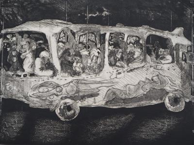 Claude BOGRATCHEW - Autobus de nuit - gravure originale signée 2