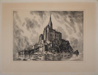 Albert DECARIS : Vue du Mont Saint-Michel - Gravure originale signée 2