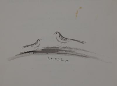 Kiyoshi HASEGAWA : Couple d’oiseaux - Dessin original signé 2