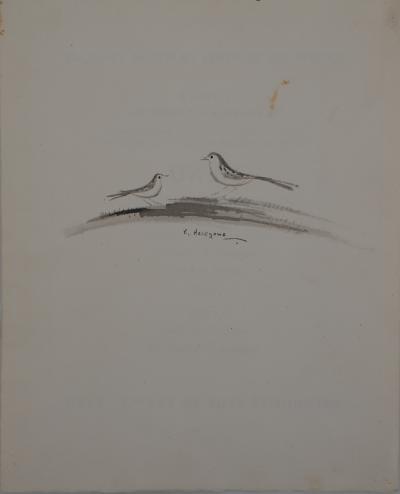 Kiyoshi HASEGAWA : Couple d’oiseaux - Dessin original signé 2