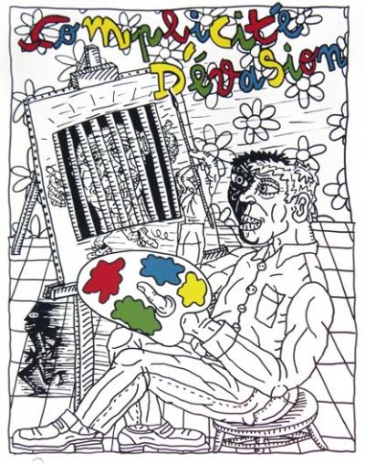 Robert COMBAS - Le peintre en prison, 1993 - Lithographie originale signée au crayon 2