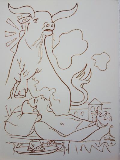 Jean COCTEAU : Toréador rêvant du taureau, 1965 - Lithographie signée 2