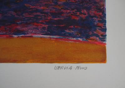 Garcia FONS - Soleil couchant sur le port de Collioure, Lithographie originale signée 2