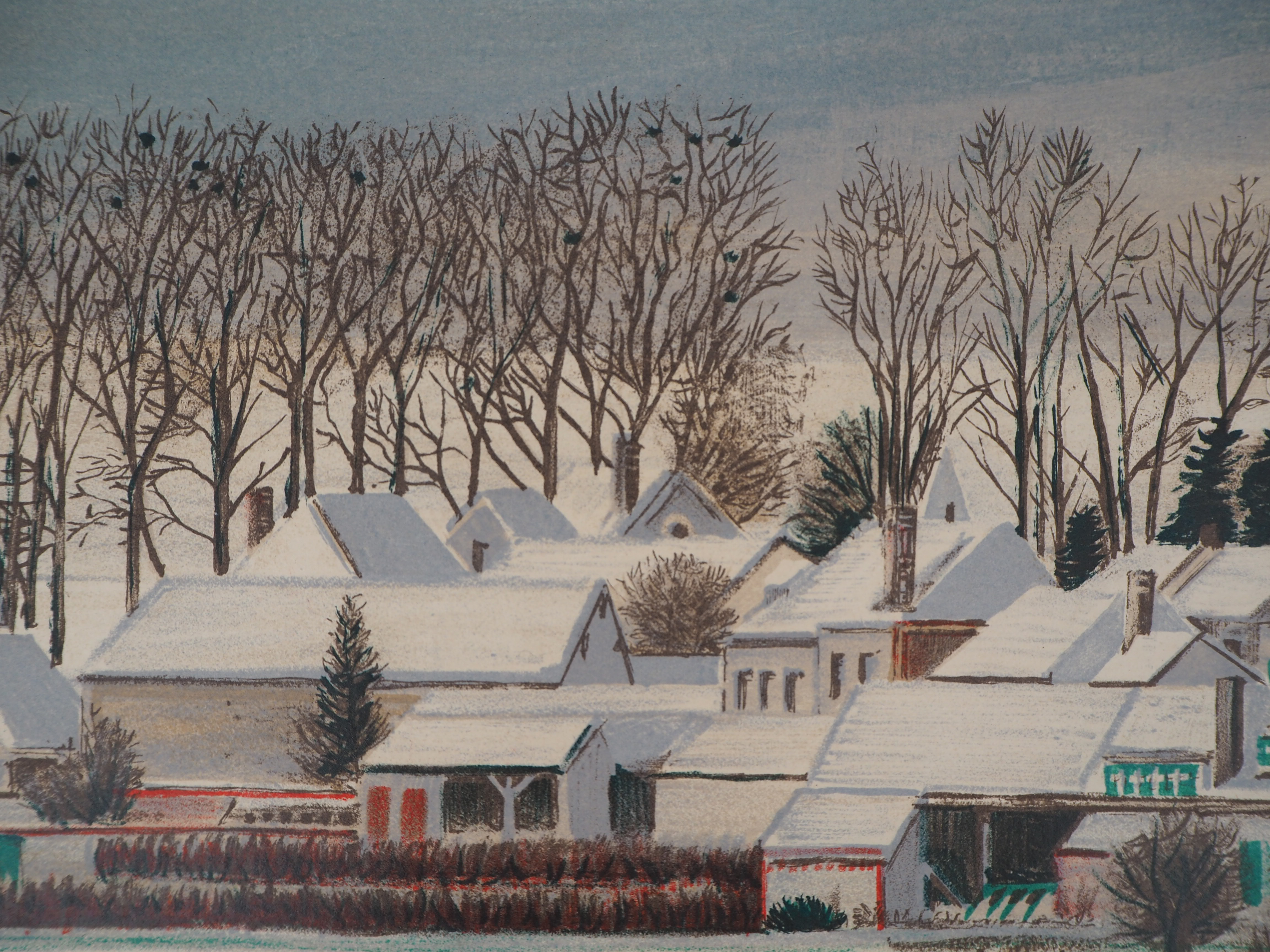 Jean EVE Paysage sous la neige, Lithographie originale signée Art Moderne Plazzart