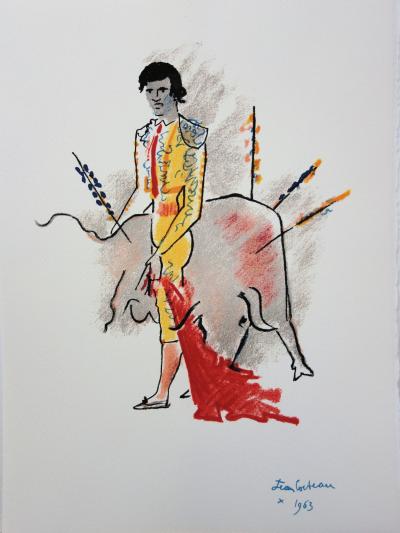 Jean COCTEAU : Toréador et taureau - Lithographie signée, 1965 2