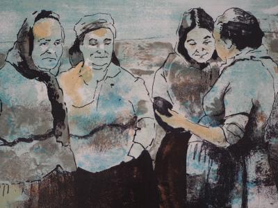 Victor VIKO : Discussion sur le port, Lithographie originale, signée 2