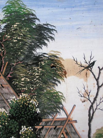 Thaïlande, Siam, Grande peinture thai sur bois, 19eme siècle 2