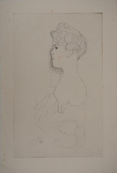 Gustav KLIMT : Femme aux épaules dénudées  - lithographie signée, 1919 2