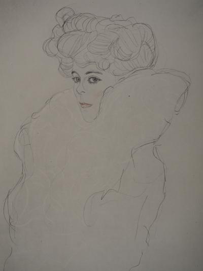 Gustav KLIMT : Dame au boa - lithographie signée, 1919 2