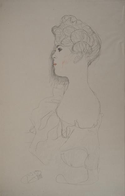 Gustav KLIMT : Femme aux épaules dénudées  - lithographie signée, 1919 2