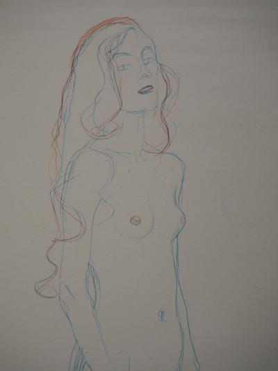 Gustav KLIMT : Nu bleu et rouge - lithographie signée, 1929 2