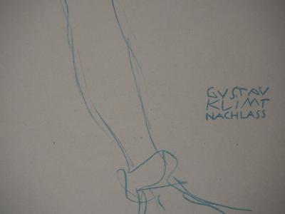 Gustav KLIMT : Nu bleu et rouge - lithographie signée, 1929 2
