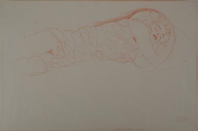 Gustav KLIMT : Femme endormie - lithographie signée, 1929 2