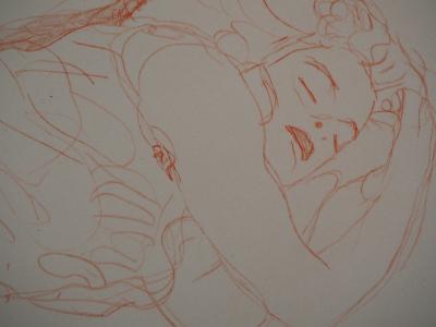Gustav KLIMT : Femme endormie - lithographie signée, 1929 2