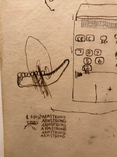 Jean-Michel BASQUIAT - Sans titre (Louis Armstrong), 1985 - Dessin au stylo bille signé 2