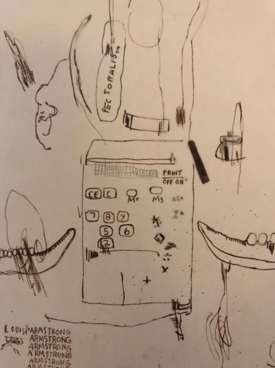 Jean-Michel BASQUIAT - Sans titre (Louis Armstrong), 1985 - Dessin au stylo bille signé 2