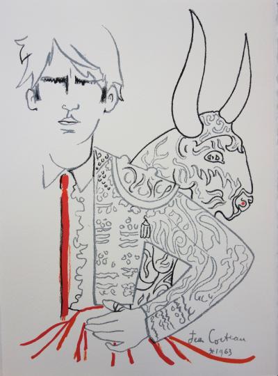 Jean COCTEAU : Avant l’attaque - Lithographie signée