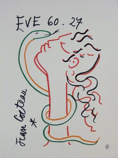 Jean COCTEAU : Ève et le serpent - Lithographie signée 2