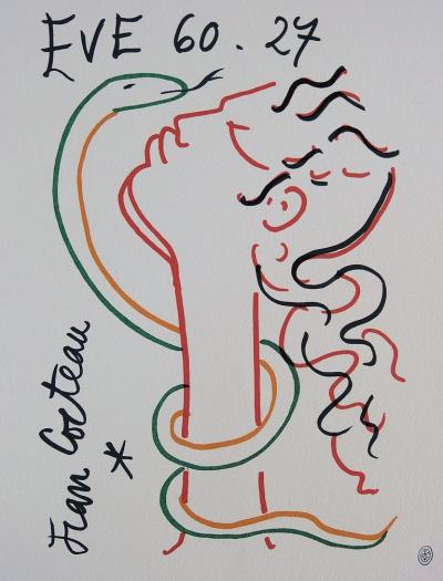 Jean COCTEAU : Ève et le serpent - Lithographie signée 2