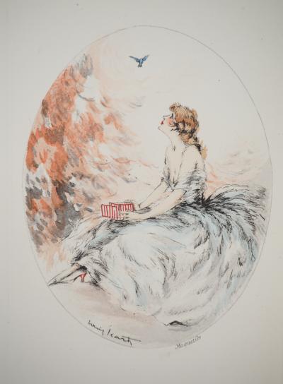 Louis ICART - Jeune femme et l’oiseau libéré, Gravure originale signée 2