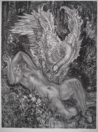 Albert DECARIS : Leda et le cygne - Gravure originale signée 2