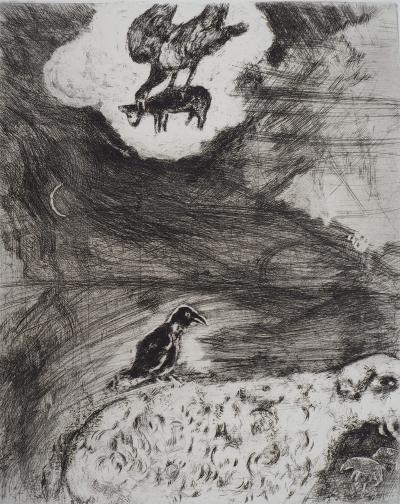 Marc CHAGALL - Le corbeau voulant imitier l’aigle, Gravure originale signée 2