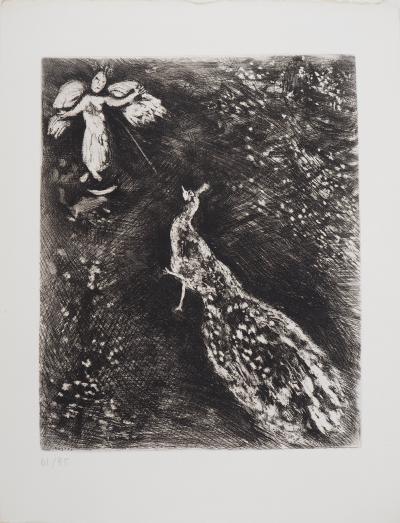 Marc CHAGALL - Le paon se plaignant à Junon, Gravure originale signée 2