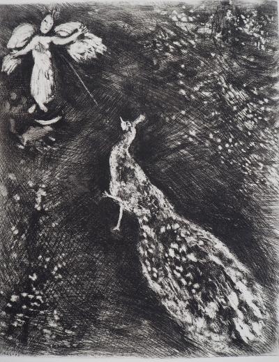 Marc CHAGALL - Le paon se plaignant à Junon, Gravure originale signée 2