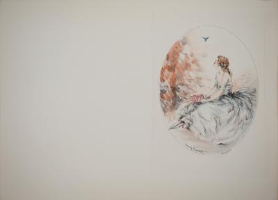 Louis ICART - Jeune femme et l’oiseau libéré, Gravure originale signée 2