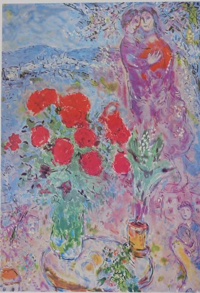 Marc CHAGALL (d’après) - Le bouquet rouge, 1989  - Lithographie