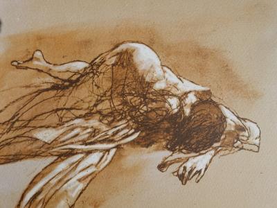 Claude WEISBUCH :  La chute, 1984 - Lithographie originale 2