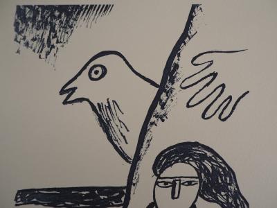 CORNEILLE : Femme à l’oiseau - Lithographie originale signée 2