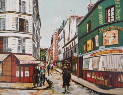 Maurice UTRILLO (d’après)  - Rue Seveste à Montmartre - Lithographie signée 2