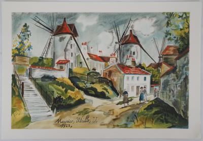 Maurice UTRILLO - The three mills in Montmartre - Signed lithograph