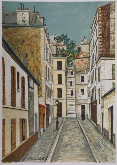 Maurice UTRILLO - Passage Cottin in Montmartre - Signed lithograph 2