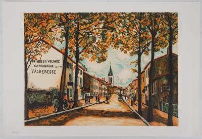 Maurice UTRILLO (d’après) : La Vacheresse, route National à Anse (Rhône) - Lithographie signée 2